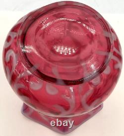 Northwood Art Glass Opaline Brocade Spanish Lace Cranberry Opalescent Spooner