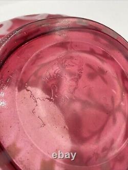 Northwood Art Glass Opaline Brocade Spanish Lace Cranberry Opalescent Spooner