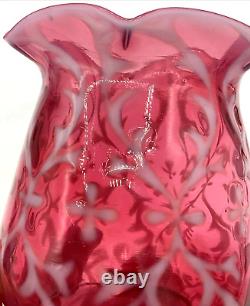Northwood Art Glass Opaline Brocade Spanish Lace Cranberry Opalescent Spooner