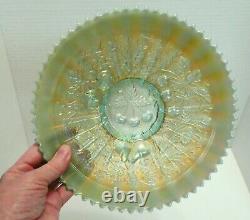 Northwood Carnival Art Glass Three Fruits Aqua Opalescent Stippled Plate