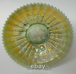 Northwood Carnival Art Glass Three Fruits Aqua Opalescent Stippled Plate