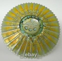 Northwood Carnival Art Glass Three Fruits Aqua Opalescent Stippled Plate