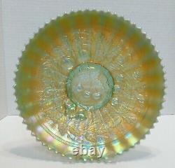 Northwood Carnival Art Glass Three Fruits Aqua Opalescent Stippled Plate