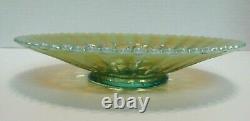 Northwood Carnival Art Glass Three Fruits Aqua Opalescent Stippled Plate