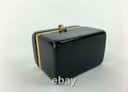 One Antique French Opaline Glass Box Casket Empire Era Brass Trim, Baccarat