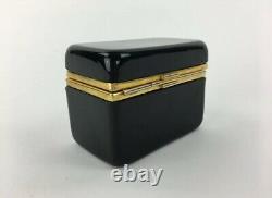 One Antique French Opaline Glass Box Casket Empire Era Brass Trim, Baccarat