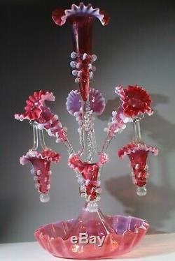 Opalescent Cranberry Vaseline Epergne