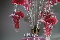 Opalescent Cranberry Vaseline Epergne