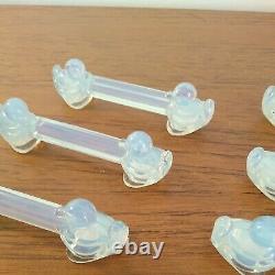 Opalescent Glass Knife Rests x6 SABINO FRANCE Ducks Double ended Art Deco