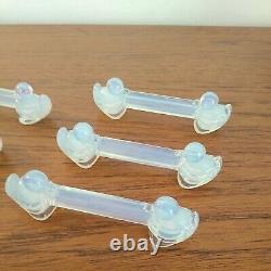 Opalescent Glass Knife Rests x6 SABINO FRANCE Ducks Double ended Art Deco