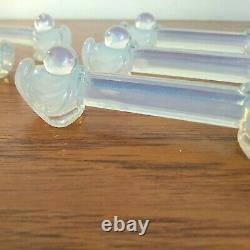 Opalescent Glass Knife Rests x6 SABINO FRANCE Ducks Double ended Art Deco