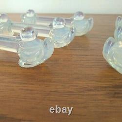 Opalescent Glass Knife Rests x6 SABINO FRANCE Ducks Double ended Art Deco