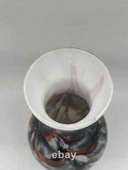 Opaline Empoli VASE by Carlo Moretti Italy Glass White Opal and Orange 10.5
