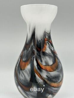 Opaline Empoli VASE by Carlo Moretti Italy Glass White Opal and Orange 10.5
