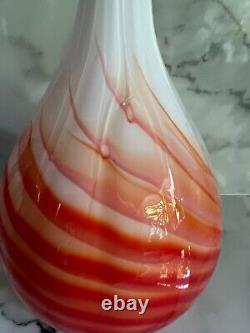 Opaline Florence Italy Vintage 1960's Pop Art flame Orange and White Vase 42cm