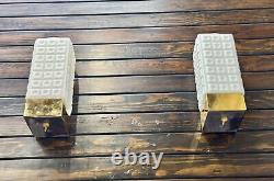 Opaline Glass & Brass Circa Marine Artefact Wall Art Deco Light Fixture Lot of 2