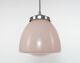 Original 1930s Art Deco Pink Opaline Glass Pendant Lamp & Stepped Chrome Gallery