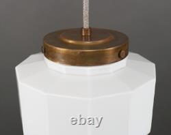 Original 1930s English Art Deco Stepped Opaline Glass Pendant Lamp 2 Available