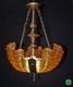 Original 1940s Art Deco 3 -moulded Slip Clamshell Opalescent Glass Odeon Light