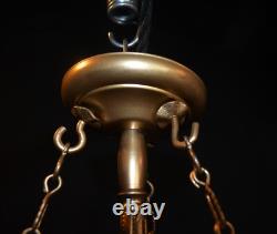 Original 1940s art deco 3 -moulded slip clamshell opalescent glass Odeon light