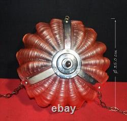 Original 1940s art deco 3 -moulded slip clamshell opalescent glass Odeon light