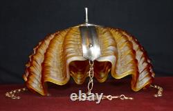 Original 1940s art deco 3 -moulded slip clamshell opalescent glass Odeon light