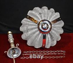 Original 1940s art deco 3 -moulded slip clamshell opalescent glass Odeon light