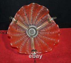 Original 1940s art deco 3 -moulded slip clamshell opalescent glass Odeon light