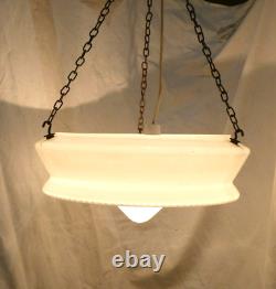 Original Art Deco 1930's Large Opaline Opaque Engraved Glass Ceiling Light Shade