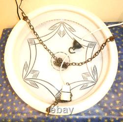 Original Art Deco 1930's Large Opaline Opaque Engraved Glass Ceiling Light Shade
