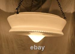Original Art Deco 1930's Large Opaline Opaque Engraved Glass Ceiling Light Shade