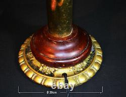 Original Edwardian Brass Mahogany Opaline glass floor standing art & crafts lamp