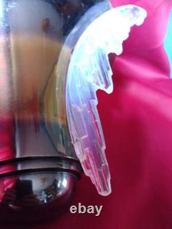 Original French Art Deco Wall Lamp With Opalescent Bluish Glass. Original