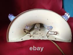 Original French Art Deco Wall Lamp With Opalescent Bluish Glass. Original