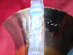 Original French Art Deco Wall Lamp With Opalescent Bluish Glass. Original