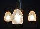 Original French Art Deco 3 Arm Wrought Iron & Opaline Glass Chandelier C1930s