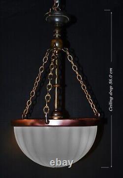 Original Jefferson moonstone opaline milk glass plafonier pendant light 1930s