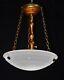 Original Jefferson Moonstone Opaline Milk Glass Plafonier Pendant Light 1930s