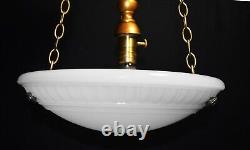 Original Jefferson moonstone opaline milk glass plafonier pendant light 1930s