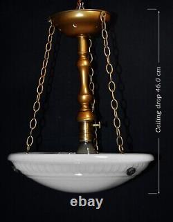 Original Jefferson moonstone opaline milk glass plafonier pendant light 1930s