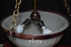 Original Jefferson moonstone opaline milk glass plafonier pendant light 1930s