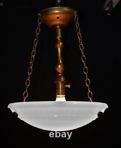 Original Jefferson moonstone opaline milk glass plafonier pendant light 1930s