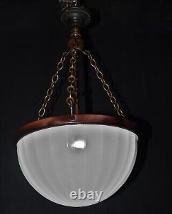 Original Jefferson moonstone opaline milk glass plafonier pendant light 1930s