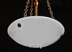 Original Jefferson moonstone opaline milk glass plafonier pendant light 1930s