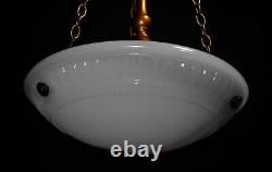 Original Jefferson moonstone opaline milk glass plafonier pendant light 1930s