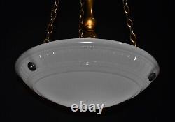 Original Jefferson moonstone opaline milk glass plafonier pendant light 1930s