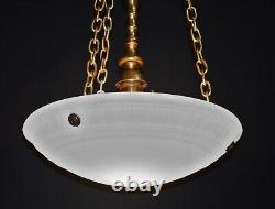 Original Jefferson moonstone opaline milk glass plafonier pendant light 1930s