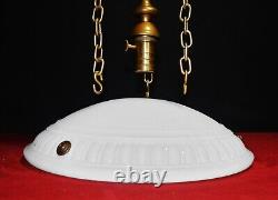 Original Jefferson moonstone opaline milk glass plafonier pendant light 1930s