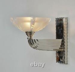 PETITOT & EZAN large pair of French 1930 opalescent Art Deco wall sconces France