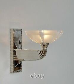PETITOT & EZAN large pair of French 1930 opalescent Art Deco wall sconces France